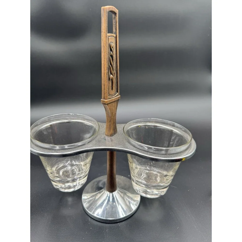 Vintage MCM Kromex Condiment /Dressing / Relish Serving Caddy- Tray- Lazy Susan